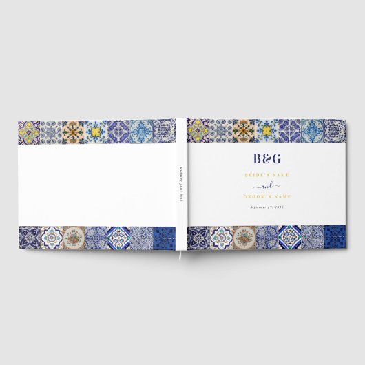 ポルトガル地中海のタイルのパタ結婚ーン ゲストブック (全面)