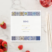 ポルトガル地中海のタイルのパタ結婚ーン スタンダードランチョンナプキン (インサイチュ)