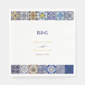 ポルトガル地中海のタイルのパタ結婚ーン スタンダードランチョンナプキン (正面)