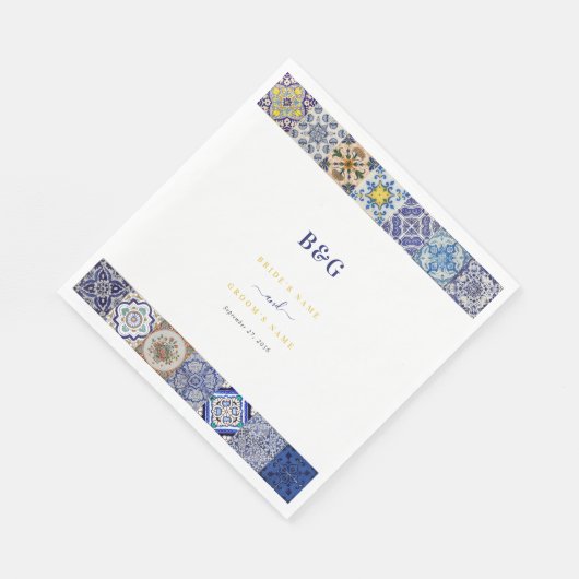 ポルトガル地中海のタイルのパタ結婚ーン スタンダードランチョンナプキン (角)