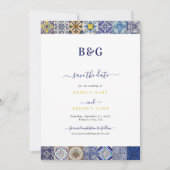 ポルトガル地中海のタイルのパタ結婚ーン セーブザデート (正面)