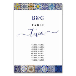 ポルトガル地中海のタイルのパタ結婚ーン テーブルナンバー