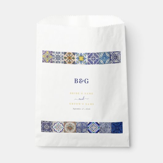 ポルトガル地中海のタイルのパタ結婚ーン フェイバーバッグ (正面)