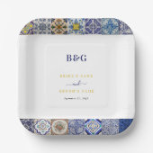 ポルトガル地中海のタイルのパタ結婚ーン ペーパープレート (正面)