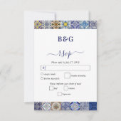 ポルトガル地中海のタイルのパタ結婚ーン 出欠カード (正面)