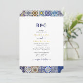 ポルトガル地中海のタイルのパタ結婚ーン 招待状 (スタンド正面)