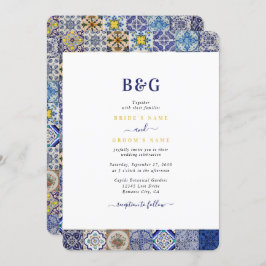 ポルトガル地中海のタイルのパタ結婚ーン 招待状