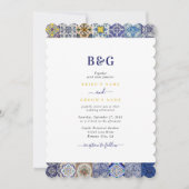 ポルトガル地中海のタイルのパタ結婚ーン 招待状 (正面)