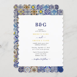 ポルトガル地中海のタイルのパタ結婚ーン 招待状