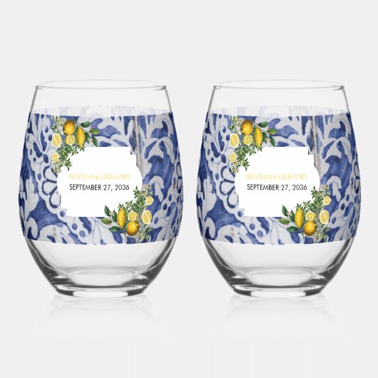 ポルトガル地中海のタイルのレ結婚モン ステムなしワイングラス (裏面)