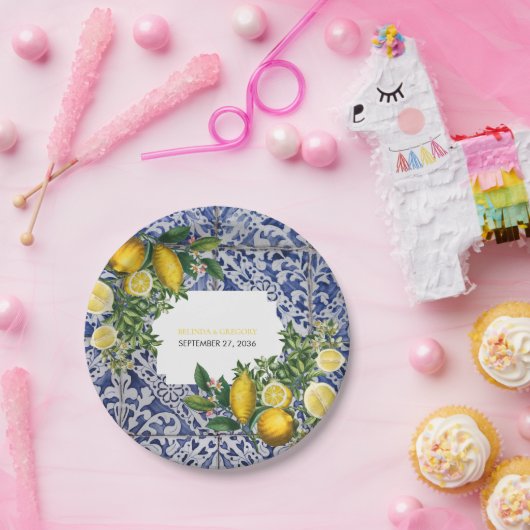 ポルトガル地中海のタイルのレ結婚モン ペーパープレート (パーティー)