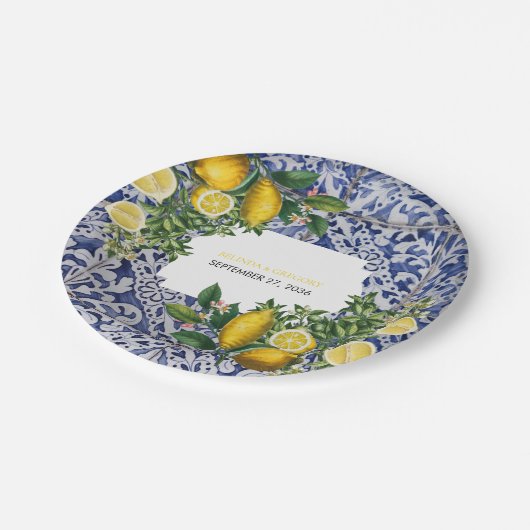 ポルトガル地中海のタイルのレ結婚モン ペーパープレート (アングル)