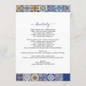 ポルトガル地中海のタイル結婚の旅程 プログラム (裏面)