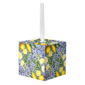 ポルトガル地中海の語レモンのタイルがクリスマス キューブオーナメント (裏面アングル)