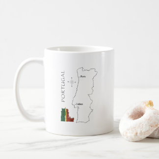 ポルトガル地図コーヒーマグ - モダントラベルデザイン コーヒーマグカップ
