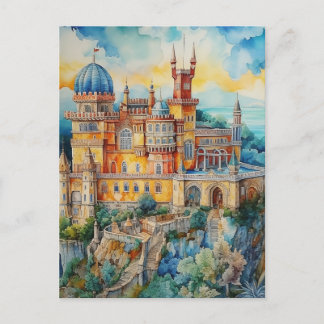 ポルトガル威厳のあるシントラのペナパレスの景色 シーズンポストカード