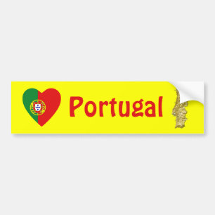 ポルトガル旗ハート + 地図 バンパーステッカー