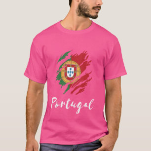 ポルトガル概要スクラッチプライドポルトガル国旗Hea Tシャツ