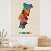 ポルトガル水彩地図 ポスター (キッチン)