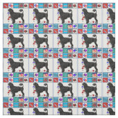 ポルトガル水犬の黒のライオン及び水装置 ファブリック (見本)