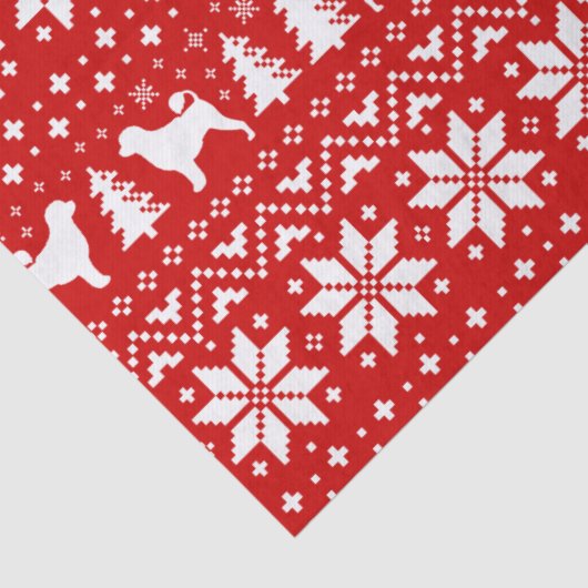 ポルトガル水犬はクリスマスパターンのシルエットを描きます 薄葉紙 (詳細)