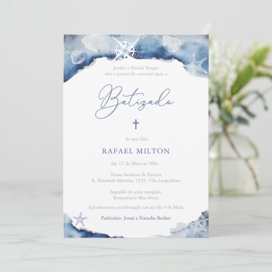ポルトガル海軍ブルーの少年のバプテスマ式 招待状 (スタンド正面)