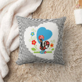 ポルトガル産のオンドリで黒い水玉模様 クッション (ブランケット)