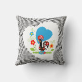 ポルトガル産のオンドリで黒い水玉模様 クッション (裏面)