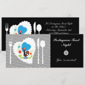ポルトガル産のオンドリで黒い水玉模様 招待状 (正面/裏面)