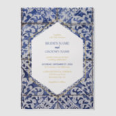 ポルトガル素朴タイル結婚式招待状 ベラム紙招待状 (正面)