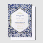 ポルトガル素朴タイル結婚式招待状 ベラム紙招待状 (オフセット)