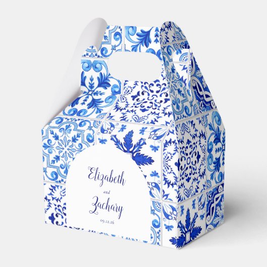 ポルトガル素朴語タイル青ホワイトアー結婚チ フェイバーボックス (裏面サイド)