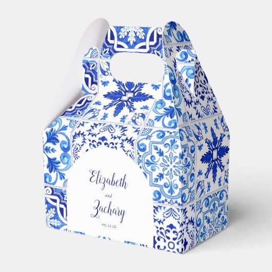 ポルトガル素朴語タイル青ホワイトアー結婚チ フェイバーボックス (正面サイド)