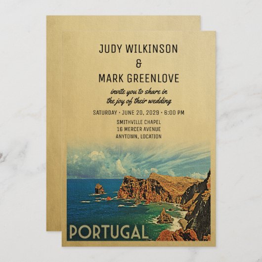 ポルトガル結婚式招待状ポルトガル領マデイラ 招待状 (正面/裏面)