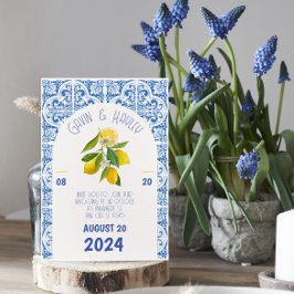 ポルトガル結婚式招待状 |青いタイル ポストカード