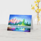 ポルトガル誕生日ピンクマウンテンブルースカイカード カード (黄色い花)