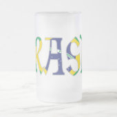 ポルトガル語でフラッグカラーのブラジル フロストグラスビールジョッキ (中央)