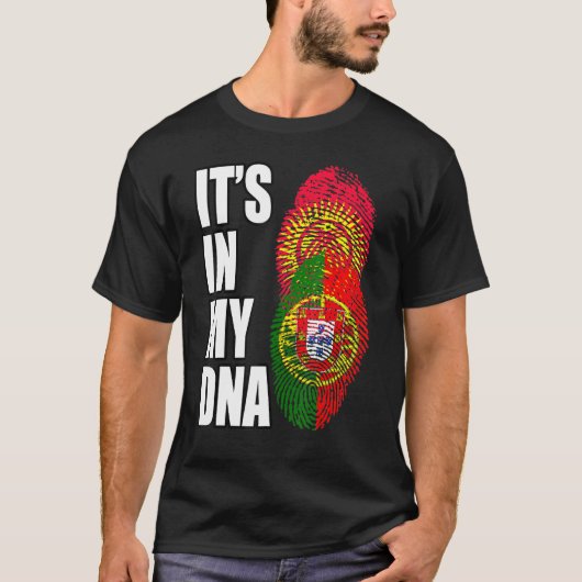 ポルトガル語とキルギスタンミックスDna伝統国旗 Tシャツ (正面)