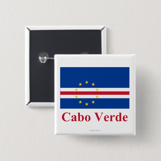 ポルトガル語の名前のカーボベルデ共和国の旗 缶バッジ (正面&裏面)