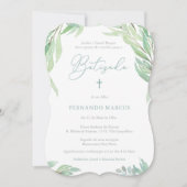 ポルトガル語の少年のための緑のバプテスマパーティー 招待状