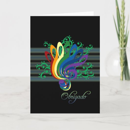 ポルトガル語の感謝を表すクレフの花束 サンキューカード (正面)