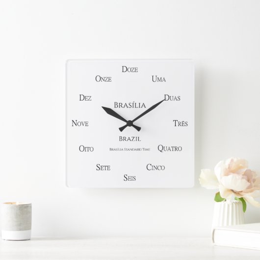 ポルトガル語の番号カスタムの場所とタイムゾーン スクエア壁時計 (ホーム)
