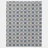 ポルトガル語の青いタイルデザイン フリースブランケット (正面)