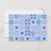 ポルトガル語の青い白いタイル結婚アーチ 出欠カード (裏面)