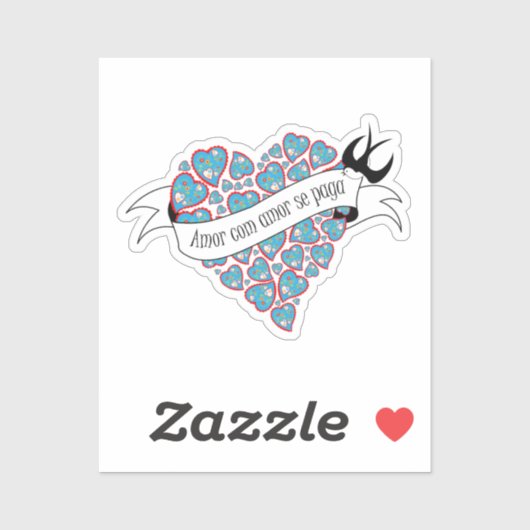 ポルトガル語を愛し図解入りの、写真付きのて愛する シール (シート)