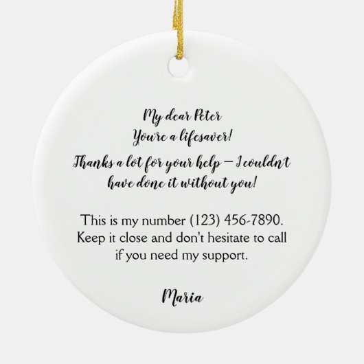 ポルトガル語を愛し図解入りの、写真付きのて愛する セラミックオーナメント (裏面)