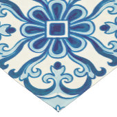ポルトガル語アズレジョスブルーフローラタイル模様 ショートテーブルランナー (コーナー)