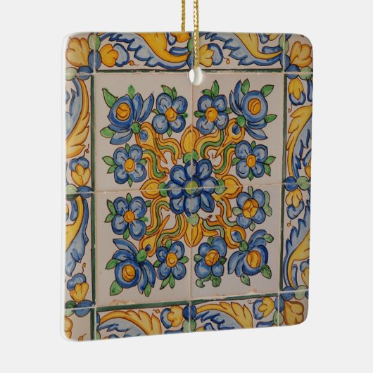 ポルトガル語アズレジョプレミアムスクエアオーナメント セラミックオーナメント (右)