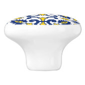 ポルトガル語アズレジョ装飾ブルーイエローキッチン セラミックノブ (側面)