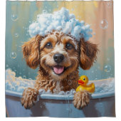 ポルトガル語ウォーターだらけ眠い可愛おもしろいい シャワーカーテン (正面)